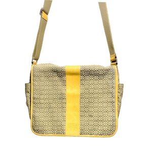Coach  Monogram Canvas Messenger Shoulder Handbag Beige Brown